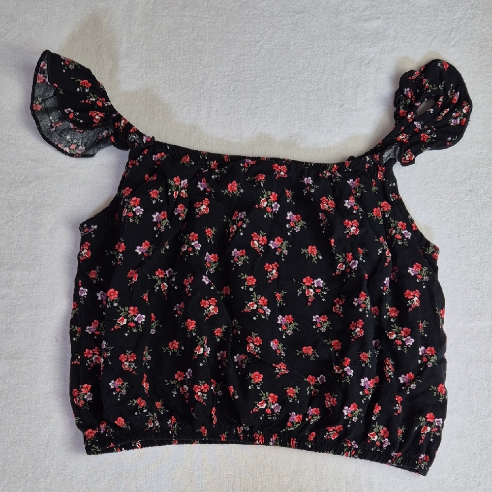 Floral Black Off-Shoulder Top